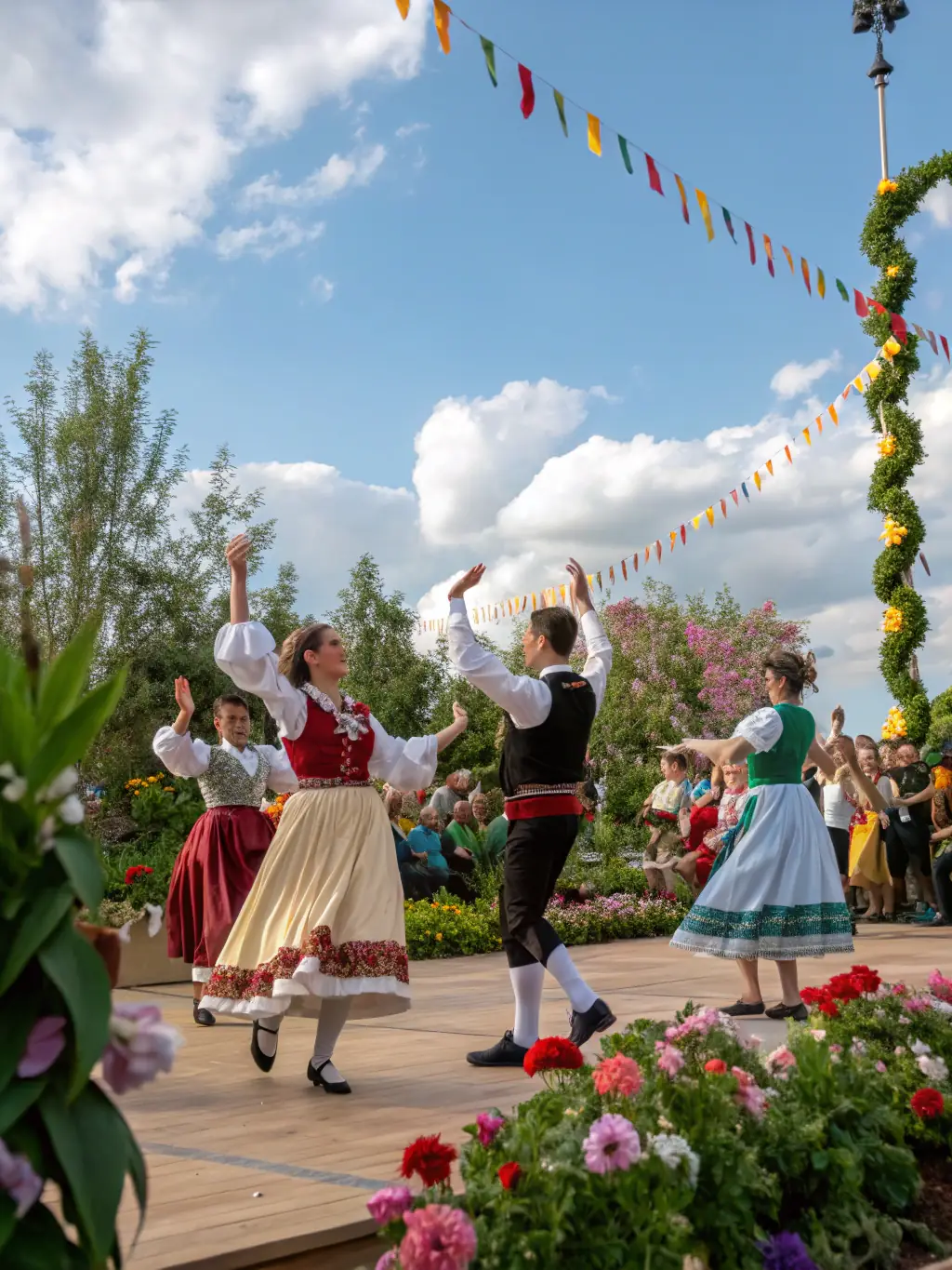 An image depicting a cultural event organized by ASSOCIATION FAMILIALE RURALE, featuring traditional music, dance, and local crafts, highlighting the community's rich heritage.